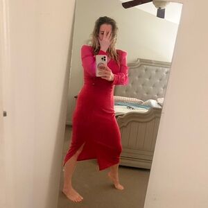 Vibrant vintage  Pink Long Sleeve Dress